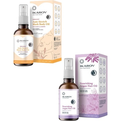 Ikarov Комплект - Олио против стрии и Масло за коса с арган, 2 х 100 ml