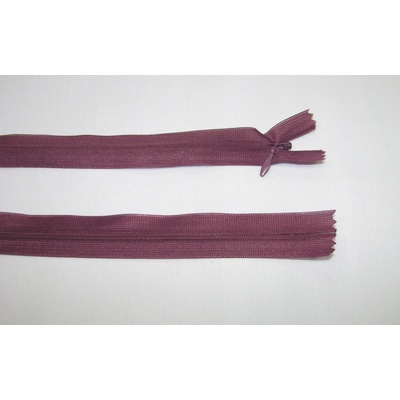 Zips krytý 3mm nedeliteľný 60cm baklažán dederon