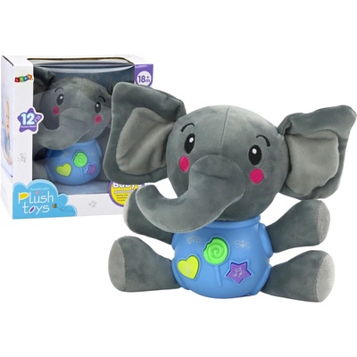 LeanToys Plyšový slon Interaktivní plyšová hračka modrá hrací 19 cm