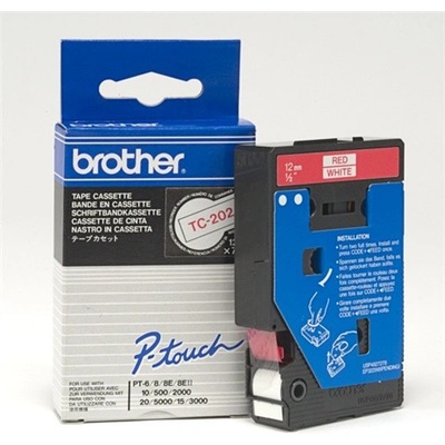 Páska Brother TC-202 (Červený tisk/bílý podklad)