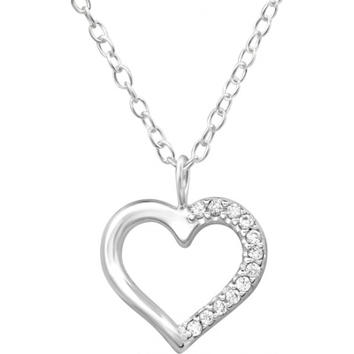 Glory strieborný náhrdelník srdce so zirkónmi S1124