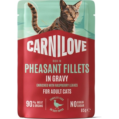 Carnilove Cat Pouch Gravy Pheasant+Rasp.Leaves 85 g