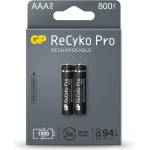 GP Batteries Акумулаторна Батерия GP R03 AAA 800mAh, NiMH, 85AAAHCB-EB2 RECYKO+ PRO, До 1500 цикъла, 2 бр. в опаковка (GP-BR-85AAAHCB-EB2) - topmall