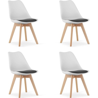 Leobert Sada židlí černá a bílá dřevěné nohy 4 ks