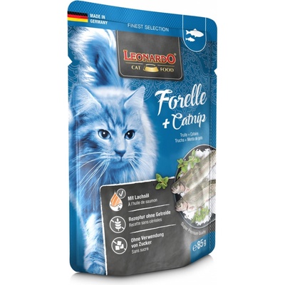 Leonardo Adult pstruh a catnip ve šťávě 85 g