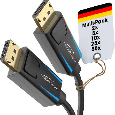 KabelDirekt - 4K & 8K DisplayPort cable, 240Hz - 5x 1m - available in 1m to 5m - DP cable for all DisplayPort connections (DisplayPort 1.4, achieves 8K@60Hz on PCs, laptops, gaming monitors) - 2375