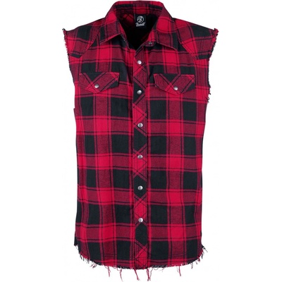 Brandit košile Checkshirt Sleeveless červená černá