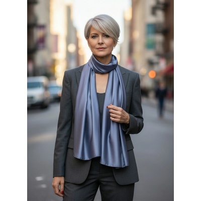 Classic Scarf šála s hedvábím modrá