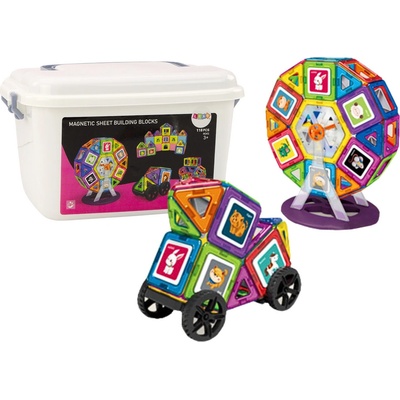 LEAN Toys Sada magnetických bloků v kufříku Stavby mlýnských kol 118 ks
