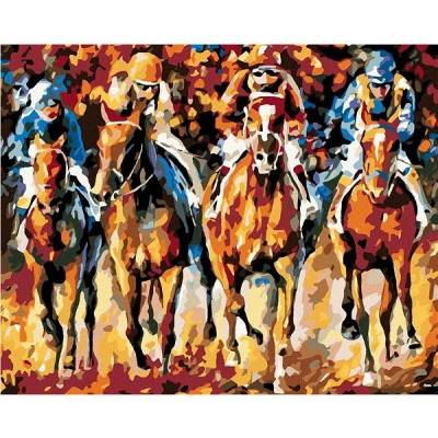 zuty Malování podle čísel Závody na koních 50 x 40 cm vypnuté plátno na rám