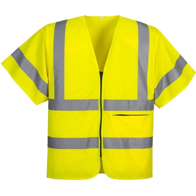 Portwest Tričko C372 na zip s polovičním rukávem reflexní žltá L