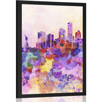 Plakát New York v akvarelovém provedení - 20x30 black
