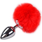 Alive Metal Anal Fluffly Plug L Red