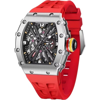 Pagani design Мъжки часовник Pagani Design NULL EX, Сребрист / Червен (PD-1738-RED-SILVER)