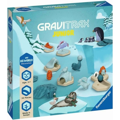 Ravensburger GraviTrax Junior Extension Ice - Erweiterbare Kugelbahn für Kinder, Murmelbahn überwiegend aus nachwachsenden Rohstoffen mit Themenwelten