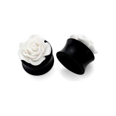 Šperky4U akylátový plug s bílou růží PL01192-18