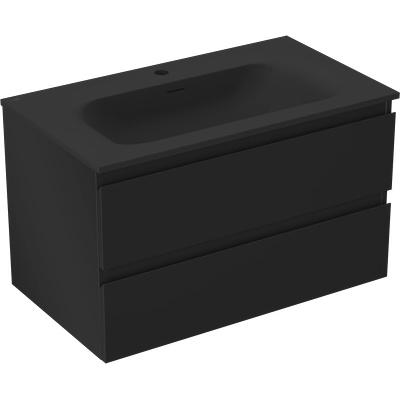 Orio шкаф за баня 80 см с мивка Vela, 2 чекмеджета, черна мат - 91A10-08047-2-BFF71-W23M71 (91A10-08047-2-BFF71-W23M71)