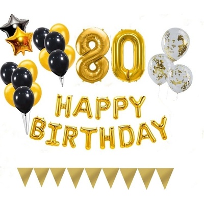 Balónkový set zlato černý číslo 80