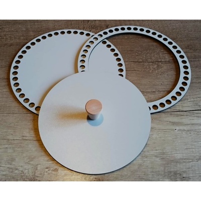 Set prstenec + dno + víko + knopka- dekor ŠEDÁ 20 cm typ 2
