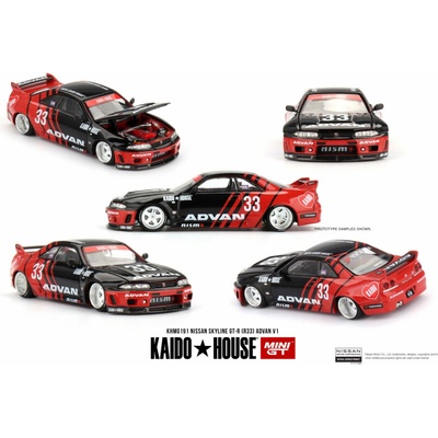 MINI GT Nissan Skyline GT R R33 Kaido Works ADVAN 1:64
