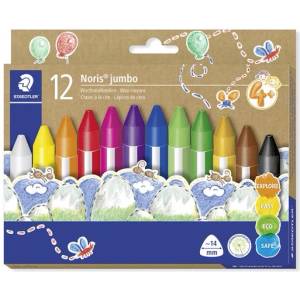 STAEDTLER Пастели, дебели, триъгълни, STAEDTLER "Noris jumbo 228 14", 12 различни цвята 228 14 C12 PE (228 14 C12 PE)