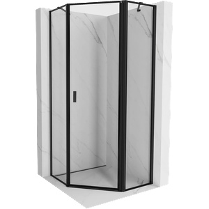 Mexen Mist петстранна душ кабина с отваряща се врата дясна 90 x 90 см, черна рамка, черна - 8A8-090-090-70-70-P (8A8-090-090-70-70-P)