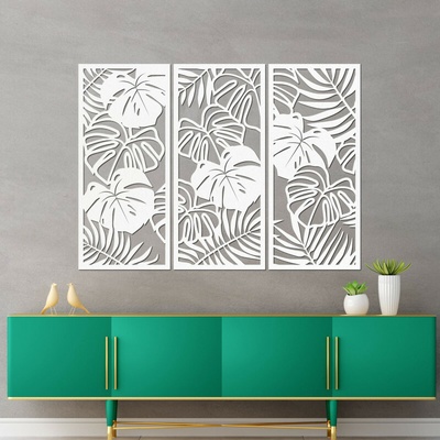 Trojdielny obraz na stenu s listom monstera - TROPICI 4490 PR0533