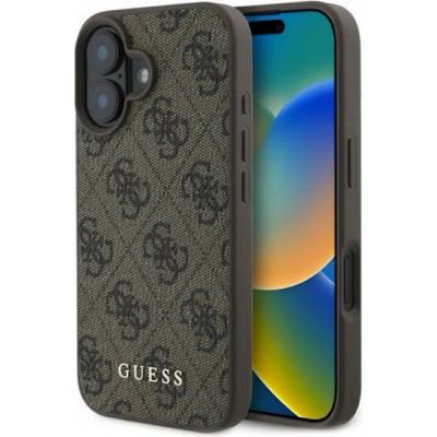 CG Mobile iPhone 16 GUESS 4G METAL GOLD LOGO пластмасов протектор за телефон текстилен заден капак FASTEN GUHCP16SG4GFBR (GUHCP16SG4GFBR)