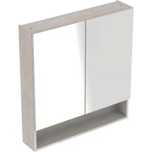 Geberit Selnova Square - Огледален шкаф 85x59x18 см, 2 врати, светъл орех хикори 501.267. 00.1 (501.267.00.1)