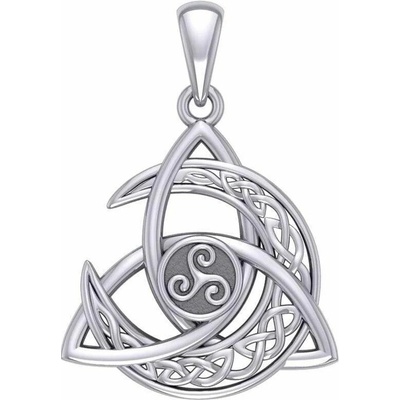Fantasy Šperky Stříbrný přívěsek Triquetra s keltským půlměsícem a triskelionem P3439