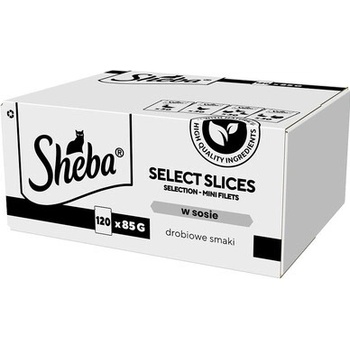 SHEBA Selection Select Slices v kouscích omáčky s kachním kuřecím drůbežím kachním a krůtím masem 120 x 85 g