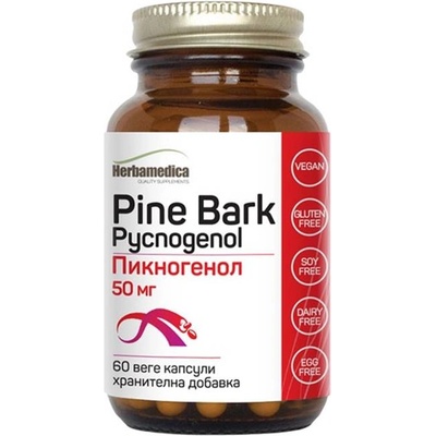 Herbamedica Pine Bark Pycnogenol, 50 mg, 60 капсули, Herbamedica