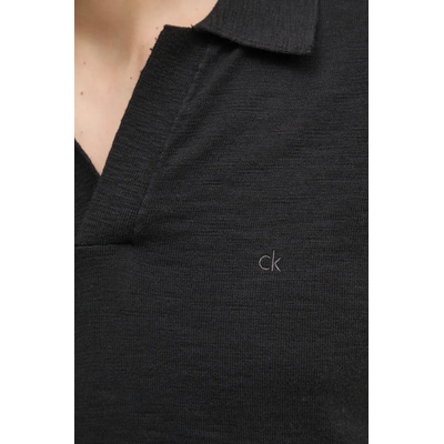 Calvin Klein Памучна тениска с яка Calvin Klein в черно с изчистен дизайн K10K114087 (K10K114087)