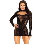  Къса рокля с дълги ръкави, изискана - Mini Dress Black S/M/L (D-237733)