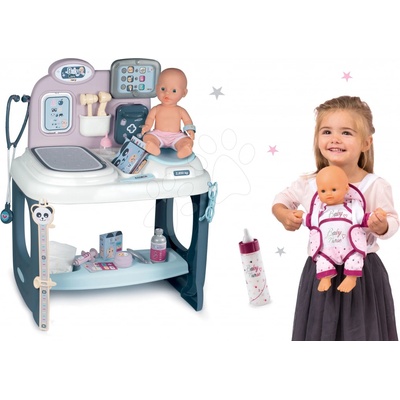 Smoby Set zdravotnický pult pro lékaře Baby Care Center s lahvičkou a klokankou pro panenku