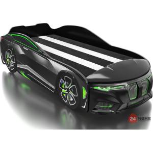 Romack Möbel, Русия Детско легло Romack Boxter черно + обемен капак + матрак + LED осветление