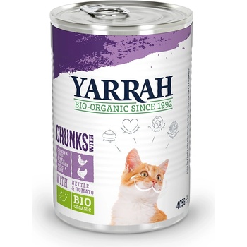 Yarrah Bio Chunks Bio kuracie a Bio morčacie s Bio žihľavou a Bio paradajkami v omáčke 6 x 405 g