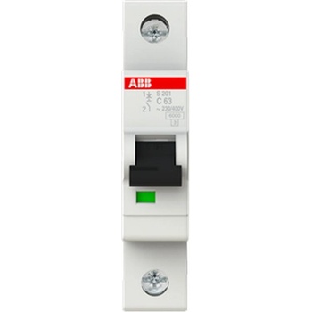 ABB Автоматичен прекъсвач ABB S201-C63, 2CDS251001R0634 - 6 kA, 1 P, 63 A (2CDS251001R0634)