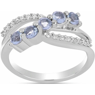 Nefertitis Prsten stříbrný s Blue Sky topazem a zirkony 026296 BT