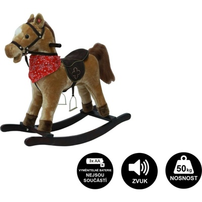 Teddies kůň houpací hnědý plyš na baterie se zvukem a pohybom
