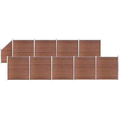 vidaXL Plotová sada WPC 9 čtvercových + 1 šikmý díl 1657x186 cm hnědá