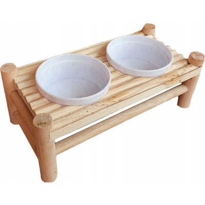 Trixie stojan s miskami pro hlodavce a králíky dřevo/plast 24 x 10 x 8,5 cm / 2 x 150 ml