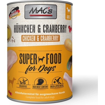 Mac's Adult Superfood Kuřecí a brusinky 24 x 400 g