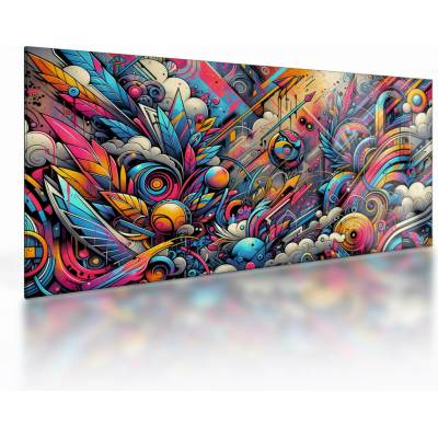 Sklenený obraz - Pestrofarebné graffiti, jednodielne 100x50 cm na skle