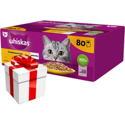 WHISKAS Adult sáček Drůbeží hostina + Překvapení pro kočku 80 x 85 g