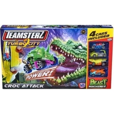 Teamsterz Turbo City Croc Attack dráha s krokodýlem a 4 autíčky