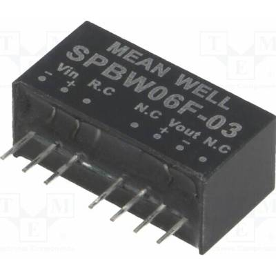 MEAN WELL SPBW06F-03 Měnič: DC/DC; 6W; Uvst: 9÷36VDC; Uvýst: 3,3VDC; Ivýst: 0÷1500mA; SIP8