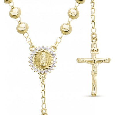Biju Pozlacený růženec 14k kruh se zirkony, kuličky 3002202