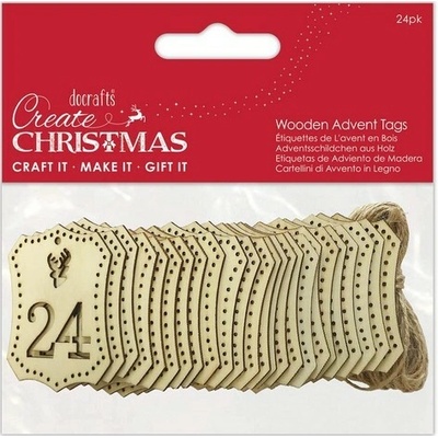 WEST DESIGN PRODUCTS LIMITED West Design Adventní visačky - dřevěná dekorace 24 ks