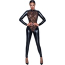 Lesklý catsuit se síťovou vsadkou - 2730570